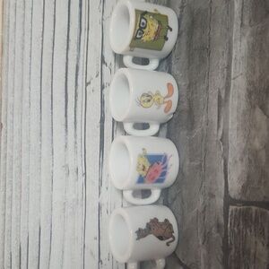 Set Of 4 Mini Mugs - Scooby Doo, Spongebob, Looney Tunes